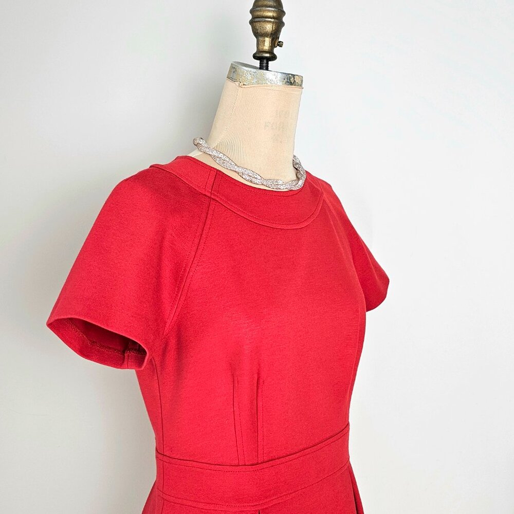 NWT Shoshanna x Bergdorf Goodman Red Pleated Fit-and-Flare Dress – Size 10 - Picture 7 of 12
